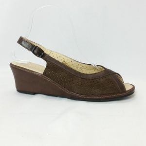 La Plume 39/8.5 Brown Leather Wedge Sandals S3-2